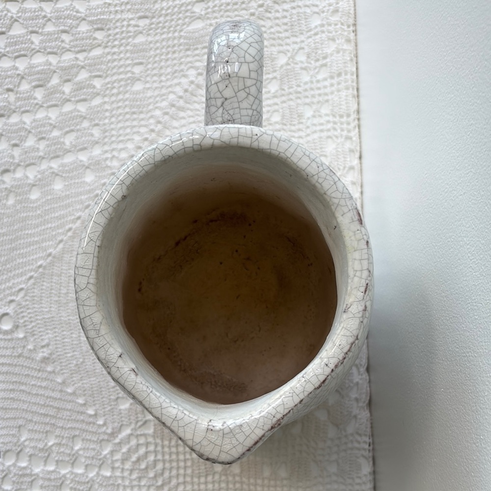 Vintage Pottery Handmade Pitcher Antique Milk Jug Crackle Glaze Retro Farmhouse - Picture 11 of 16